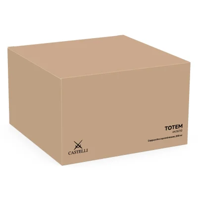 TOTEM, set od dve keramičke šolje za cappuccino sa tacnama, 2 x 200 ml, crni