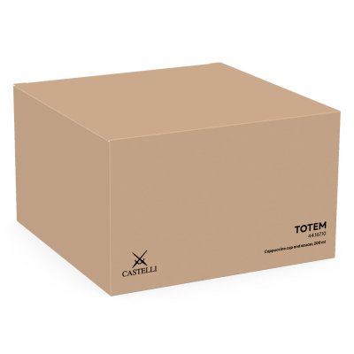 TOTEM, set od dve keramičke šolje za cappuccino sa tacnama, 2 x 200 ml, crni