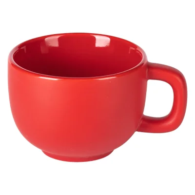 TOTEM, set od dve keramičke šolje za cappuccino sa tacnama, 2 x 200 ml, crveni