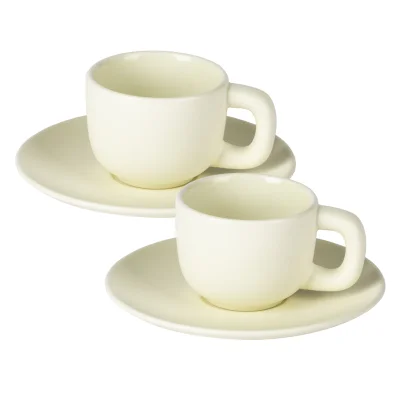 TOTEM MINI, set od dve keramičke šolje za espresso sa tacnama, 2 x 85 ml, bež