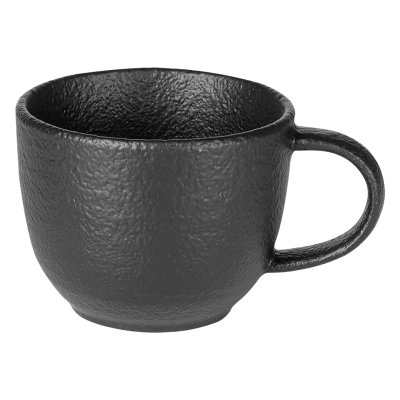 TRIBECA, set od dve keramičke šolje za cappuccino sa tacnama, 2 x 180 ml, crni