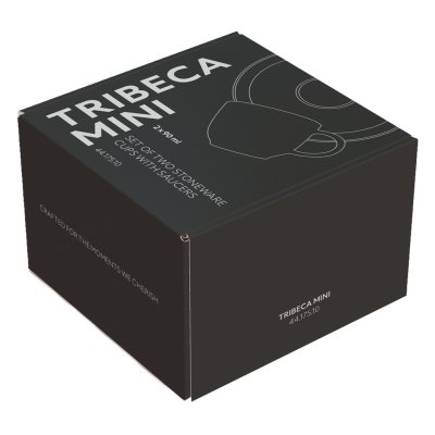 TRIBECA MINI, set od dve keramičke šolje za espresso sa tacnama, 2 x 90 ml, crni