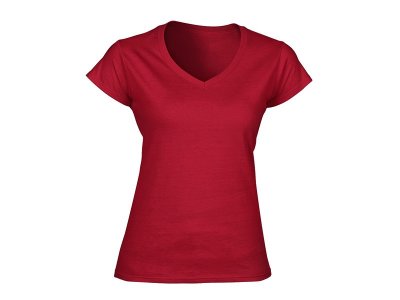 VIOLA, ženska pamučna majica sa v-izrezom, crvena