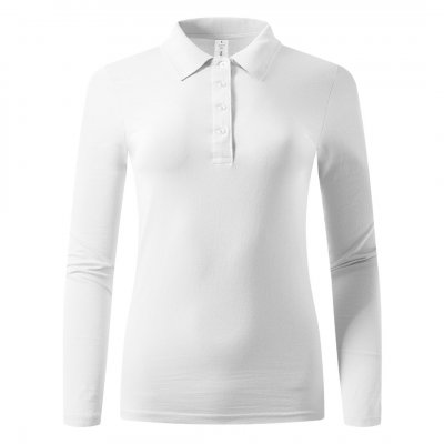 UNA LSL, ženska pamučna polo majica dugih rukava, 180 g/m2, bela