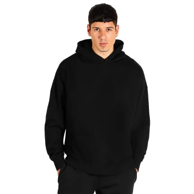 BIG HOODY, široka dukserica sa kapuljačom od organskog pamuka, 300 g/m2, crna