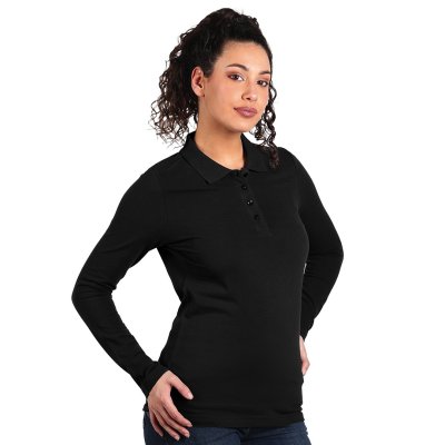 SUNNY LSL, ženska pamučna polo majica dugih rukava, 180 g/m2, crna