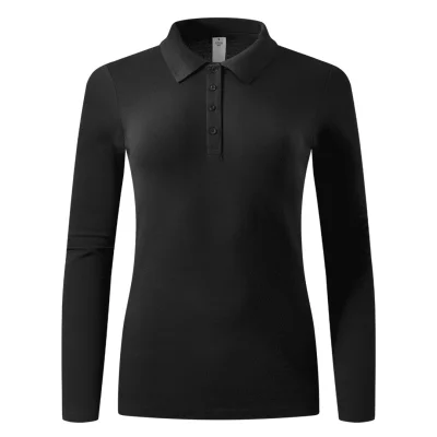 SUNNY LSL, ženska pamučna polo majica dugih rukava, 180 g/m2, crna
