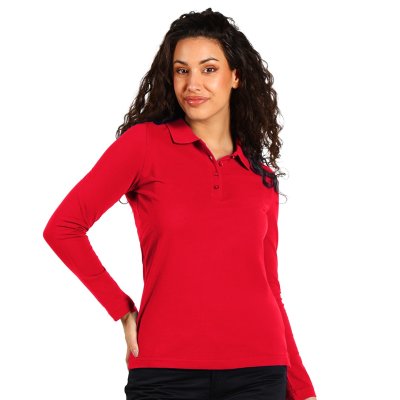 SUNNY LSL, ženska pamučna polo majica dugih rukava, 180 g/m2, crvena
