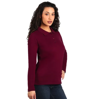 SUNNY LSL, ženska pamučna polo majica dugih rukava, 180 g/m2, bordo