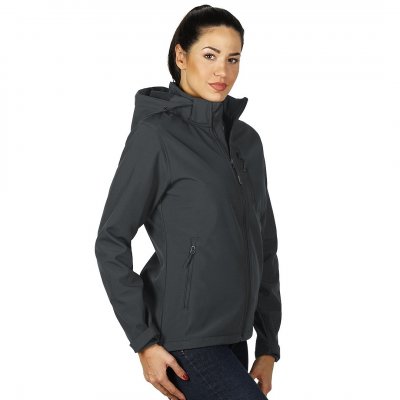 PROTECT WOMEN, ženska softshell jakna sa skidajućom kapuljačom tamno siva