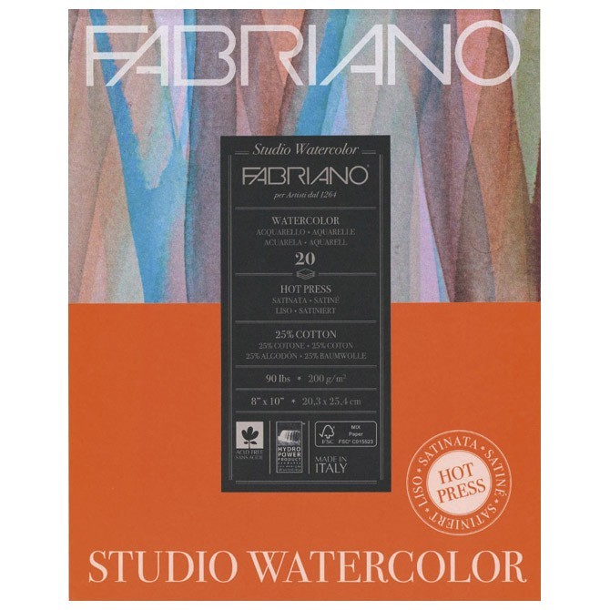 Blok Studio Watercolour 20,3x25,4cm 20L 200g (hot pressed/grana satinata) Fabriano 19202001