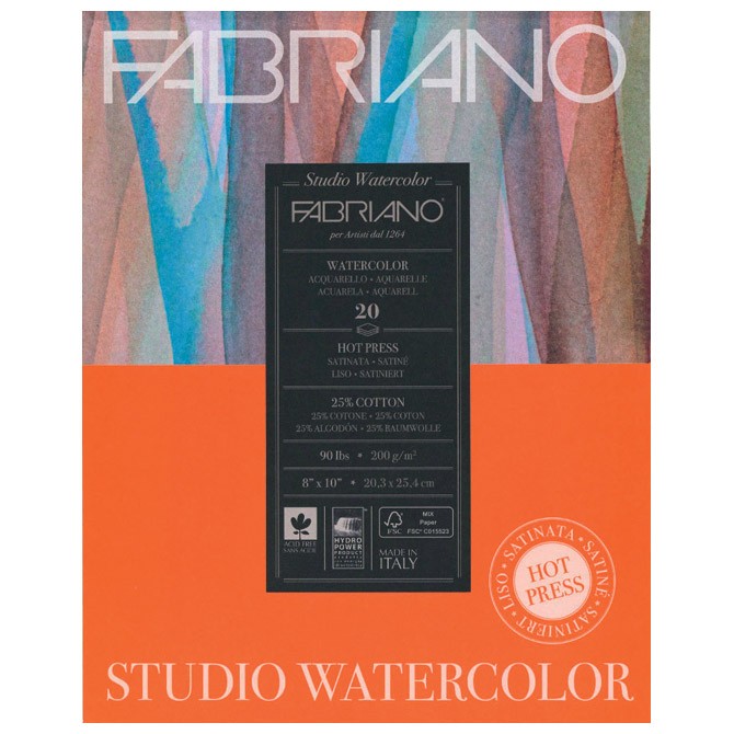 Blok Studio Watercolour 22,9x30,5cm 20L 200g (hot pressed/grana satinata) Fabriano 19202002