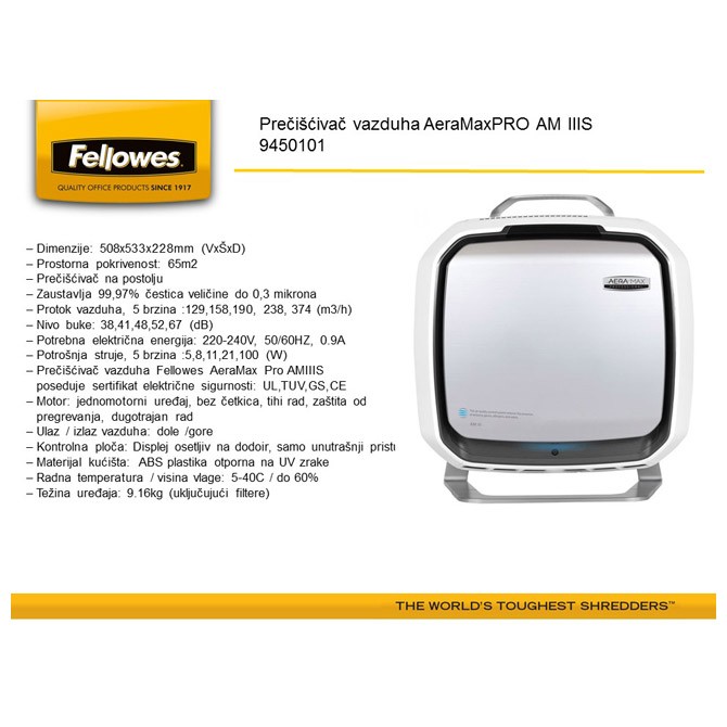 Pročišćivač vazduha AeraMaxPRO AM IIIS Fellowes 9450101