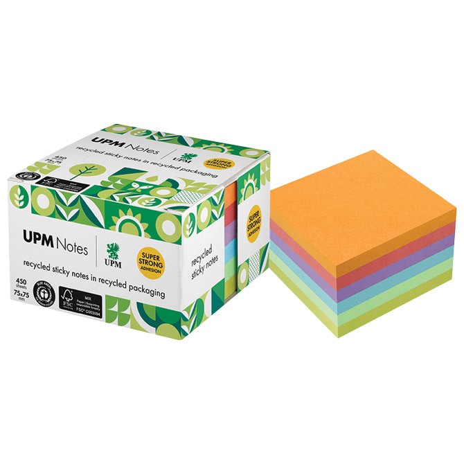 Blok samolepljiv kocka 75x75mm 450L UPM 5654-97UR neon-5boja
